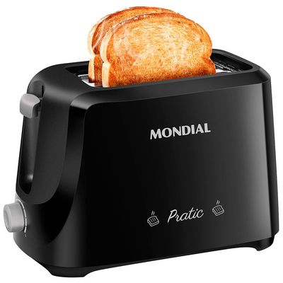 Torradeira Mondial Pratic T-18 com 6 Níveis de Tostagem Preto e Prata / 220V