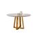 Mesa de Jantar Redonda Tampo de Vidro 100cm Mel/Off White