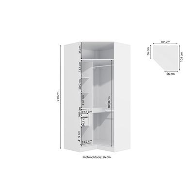 Guarda-roupa De Canto 2 Portas Kappesberg Adapt Branco