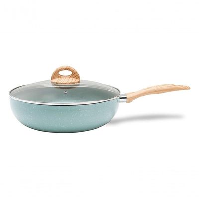 Panela Wok Com Tampa Fundo De Indução 28 Cm 3,4 L Cerâmico