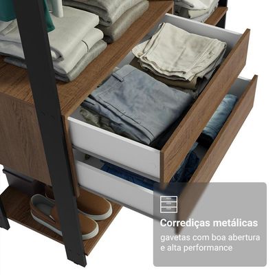 Guarda-roupa Closet Modulado Valencia Rustic/Preto Madesa Xa