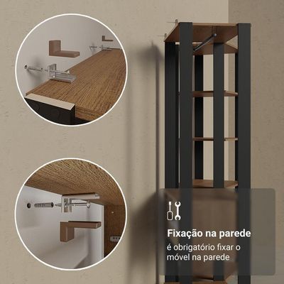 Guarda-roupa Closet Modulado Valencia Rustic/Preto Madesa Xa