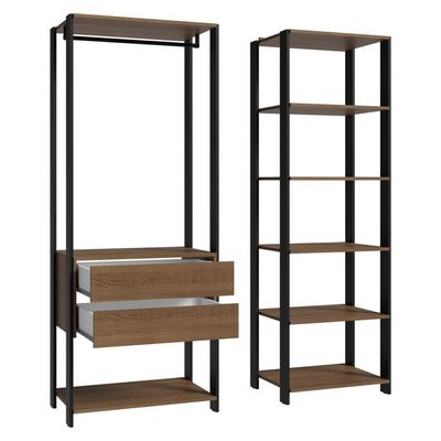 Guarda-roupa Closet Modulado Valencia Rustic/Preto Madesa Xa
