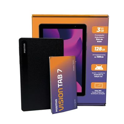 Tablet Positivo Vision Tab 7 - 3GB RAM, 64GB, Octa-core, WiFi, Tela IPS 7”, Bateria 3100mAh Preto