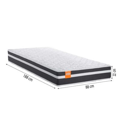 Cama Box Solteiro Colchão Molas Qatar 88x188x60cm Branco / Preto - Suporta Até 150kg Preto / Branco