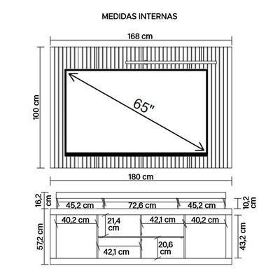 Rack Com Painel Tv Até 65 Polegadas Life Caemmun