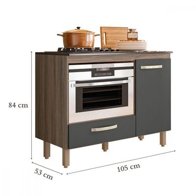 Balcão Cooktop Fit 4 Ou 5 Bocas E Forno Carvalho Nature
