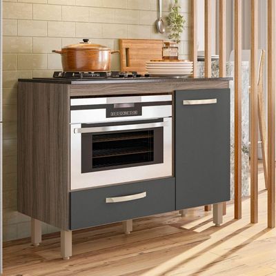Balcão Cooktop Fit 4 Ou 5 Bocas E Forno Carvalho Nature