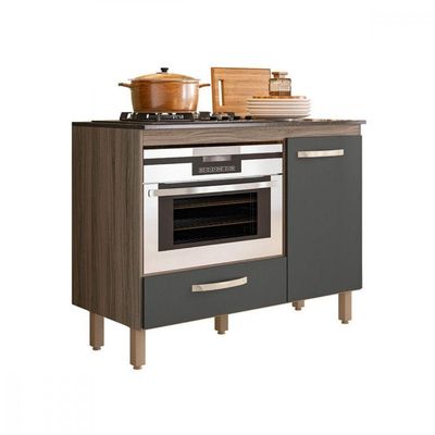 Balcão Cooktop Fit 4 Ou 5 Bocas E Forno Carvalho Nature