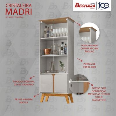 Cristaleira 2 Portas Madri Off White Com Cinamomo Bechara