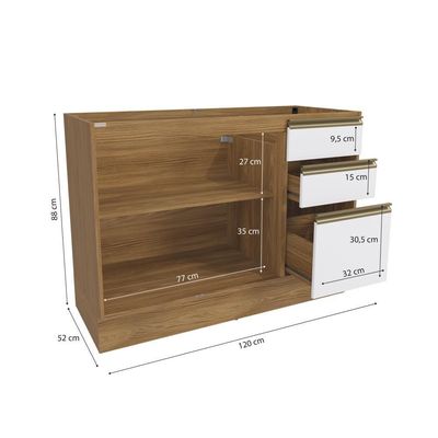 Balcão De Pia Celeste Kappesberg 100% Mdf 2 Portas 3 Gavetas