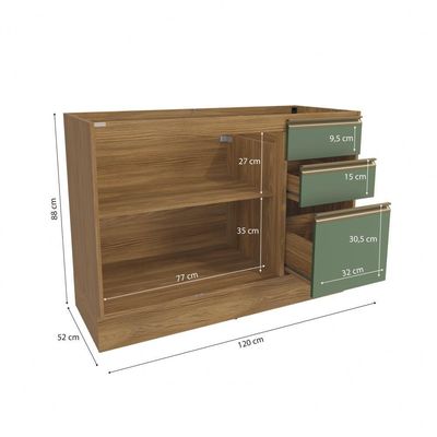 Balcão De Pia Celeste Kappesberg 100% Mdf 2 Portas 3 Gavetas