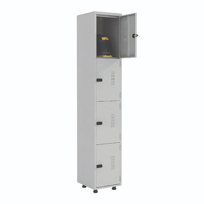 Armário Roupeiro Aço 4 Portas Academia Guarda Volume Ea701 Cinza