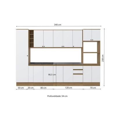 Cozinha Modulada Celeste Kappesberg 100% Mdf Nogueira/branco