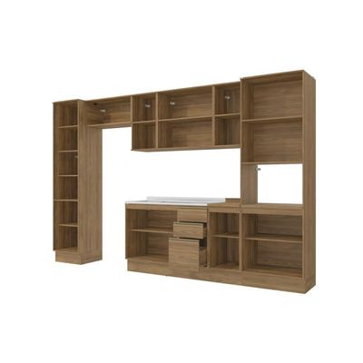 Cozinha Modulada Celeste Kappesberg 100% Mdf Nogueira/vidro