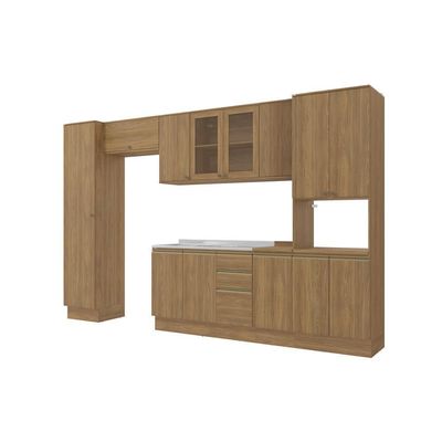 Cozinha Modulada Celeste Kappesberg 100% Mdf Nogueira/vidro