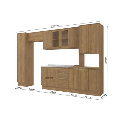 Cozinha Modulada Celeste Kappesberg 100% Mdf Nogueira/vidro