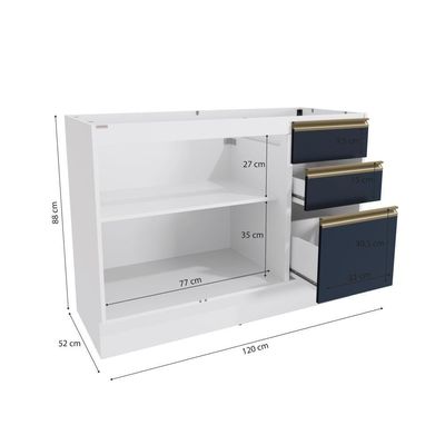 Balcão De Pia Celeste Kappesberg 100% Mdf 2 Portas 3 Gavetas