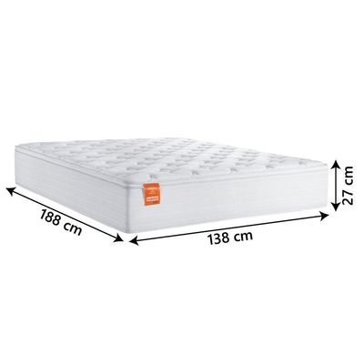 Colchão Casal Molas Ensacadas Real Pillow Top 138x188x27cm Branco Inducol Até 130kg Por Pessoa