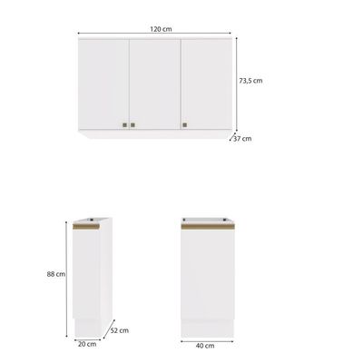 Lavanderia Modulada Kappesberg Celeste 3 Peças Branco 120cm