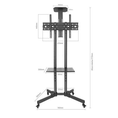 Suporte Pedestal Para Tv 32 A 70 Com Rodízios Rack-100 Aquário