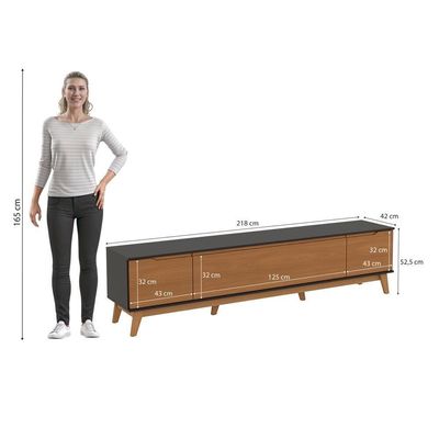Rack Kappesberg 3 Portas Preto Fosco/chumbo 218cm