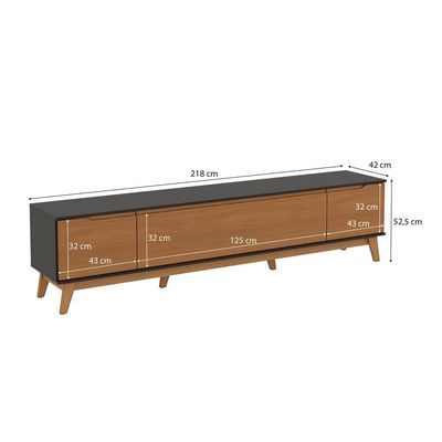 Rack Kappesberg 3 Portas Preto Fosco/chumbo 218cm