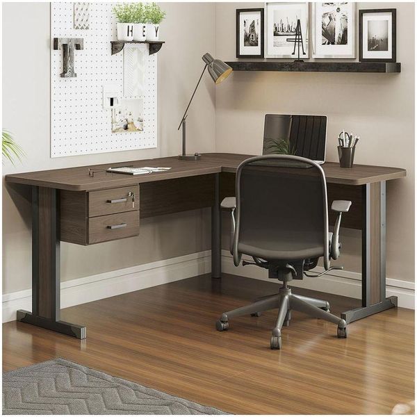 Mesa De Escritório Em L 2 Gavetas Versatile 1,70m X 1,50m