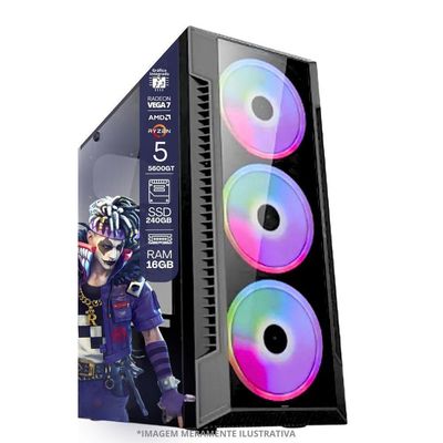 Pc Gamer Amd Ryzen 5 5600gt, 16gb Ram, Radeon Vega 7, Ssd 240gb, Fonte 550w Monitor 23" Led 75hz