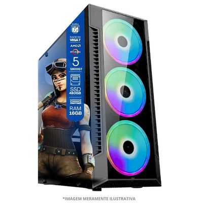 Pc Gamer Amd Ryzen 5 5600gt, 16gb Ram, Radeon Vega 7, Ssd 480gb, Fonte 550w Monitor 23" Led 75hz