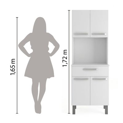 Armário de Cozinha Paneleiro 4 Portas 1 Gaveta Balli Branco