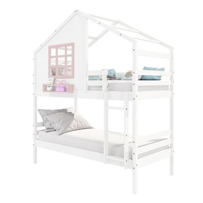 Beliche Casinha Janela Madeira Branco/Rosa