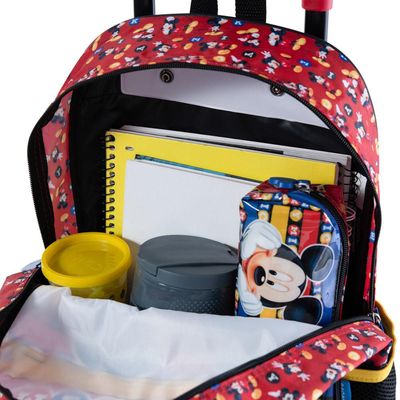 Mochila Escolar Masculina de Rodinhas Mickey Vermelha U / Vermelho