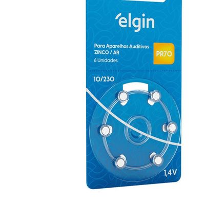 Pilha Auditiva Elgin Pr70 Tamanho 10/230 1,4v Com 6 Unidades