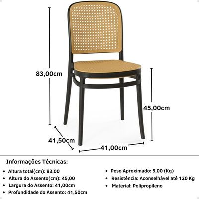 Kit 6 Cadeiras De Jantar Roma Para Sala E Cozinha - Preto