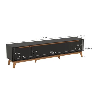 Rack Kappesberg 3 Portas Preto Fosco 218 Cm