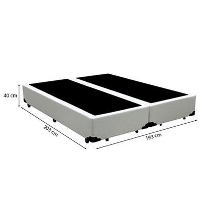 Cama Box King 193 Tecido Sintético Branco Com Colchão Marrocos - Poliéster - Espuma D33 30cm