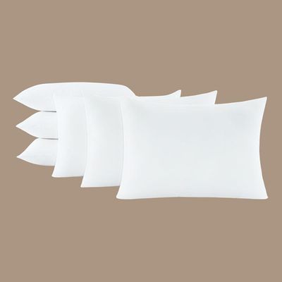 Kit 6 Travesseiros 50x70cm Antialérgico Lavável Fibra Siliconada Macio Confort - Estilo na cor Branco