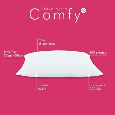 Travesseiro Comfy Suporte Médio 01 Peça - versão na cor Branco