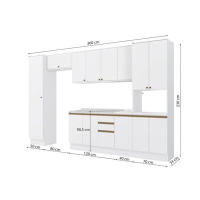 Cozinha Modulada Celeste Kappesberg 100% Mdf Branco 360cm