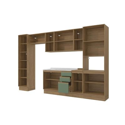 Cozinha Modulada Celeste Kappesberg Mdf Nogueira/verde 360cm