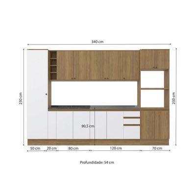 Cozinha Modulada Celeste Kappesberg Nogueira/Branco 9 Peças