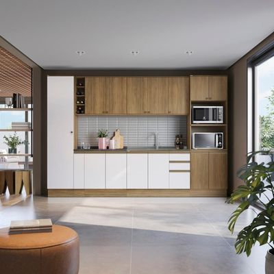 Cozinha Modulada Celeste Kappesberg Nogueira/Branco 9 Peças