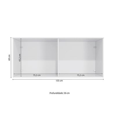 Armário Aéreo 4 Pts Kappesberg Adapt Branco-nogueira 155cm
