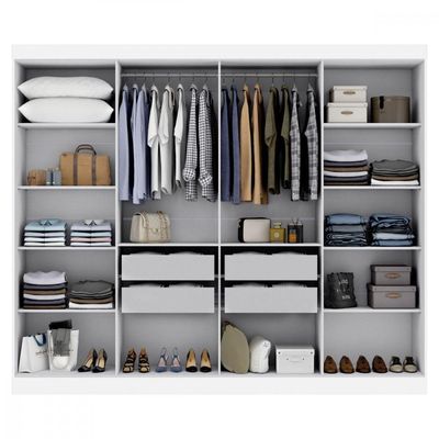 Guarda Roupa Casal Paris 8 Portas Mdp Branco Brilho Maxel Branco