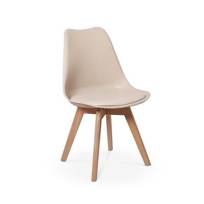 Conjunto 05 Cadeiras Eames Wood Leda Design - Nude
