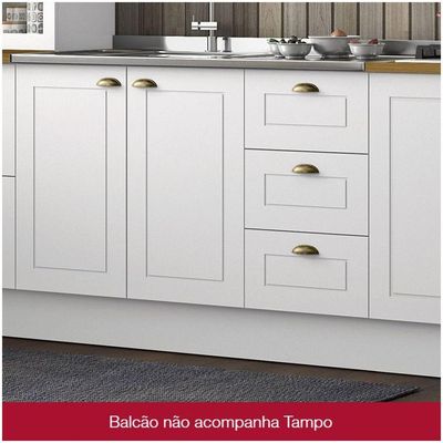 Balcão 03 Gavetas 02 Portas 120 Cm Americana Henn Branco Hp