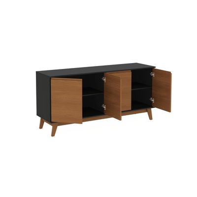 Aparador Kappesberg 4 Portas Preto Fosco/canela 156cm