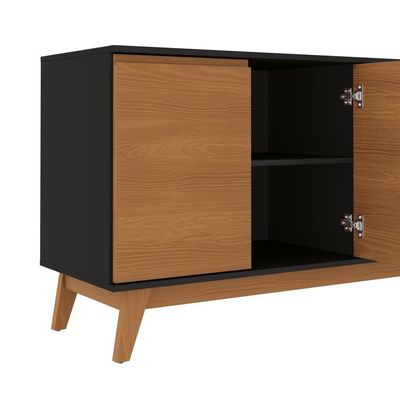 Aparador Kappesberg 4 Portas Preto Fosco/canela 156cm