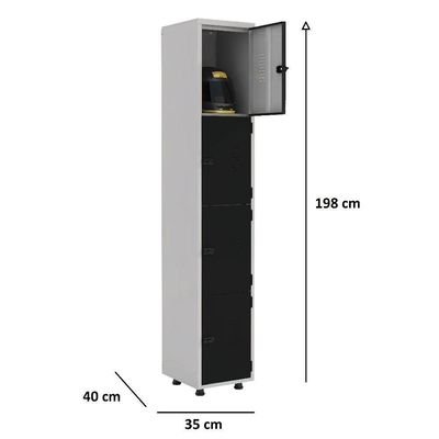 Armário Roupeiro Aço 4 Portas Ea701 Preto